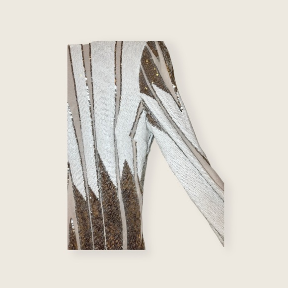 Dress the Population White and Silver Long Sleeve Emery Sequin Body-Con Dress - Picture 6 of 11